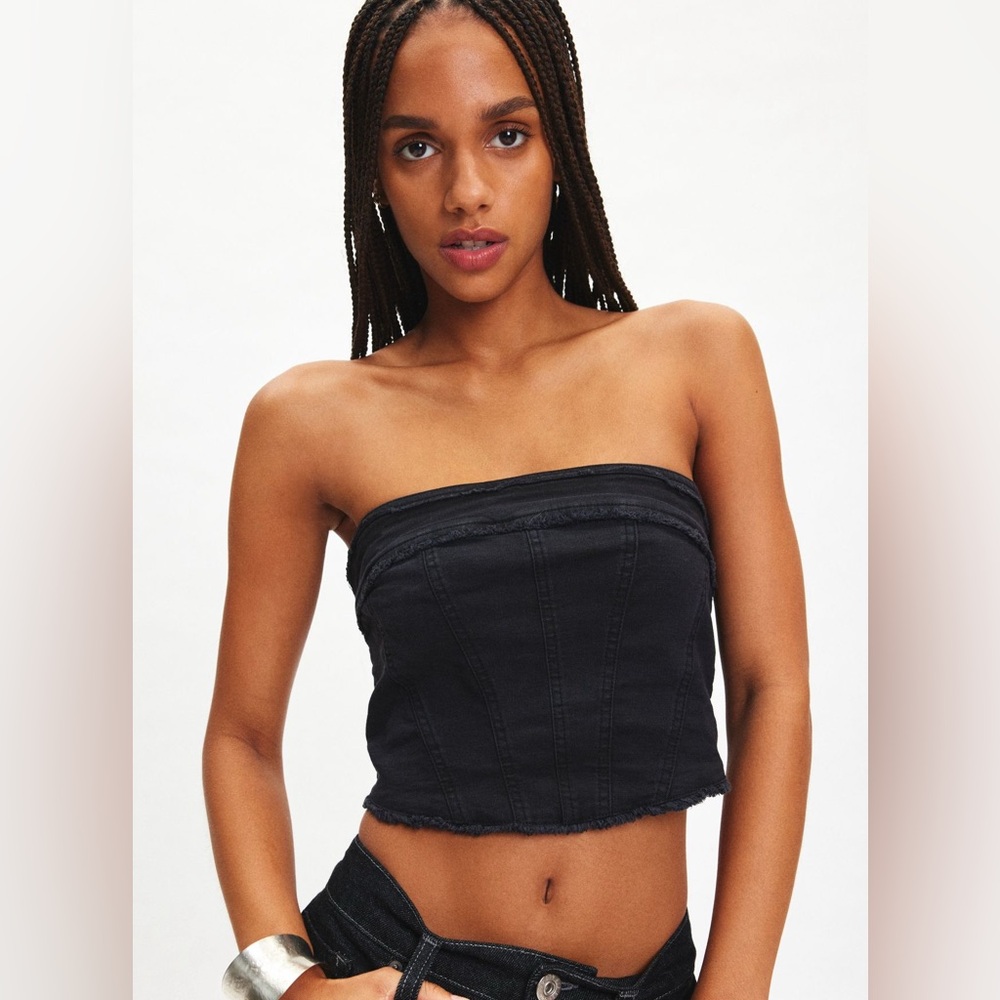 Black denim corset